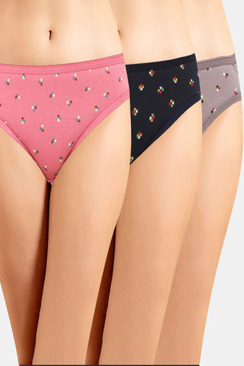 Buy Incare Low Rise Half Coverage Bikini Panty (Pack of 3) - Multicolor